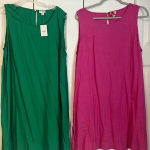 J. Crew Vibrant Green and Pink Mini Dresses